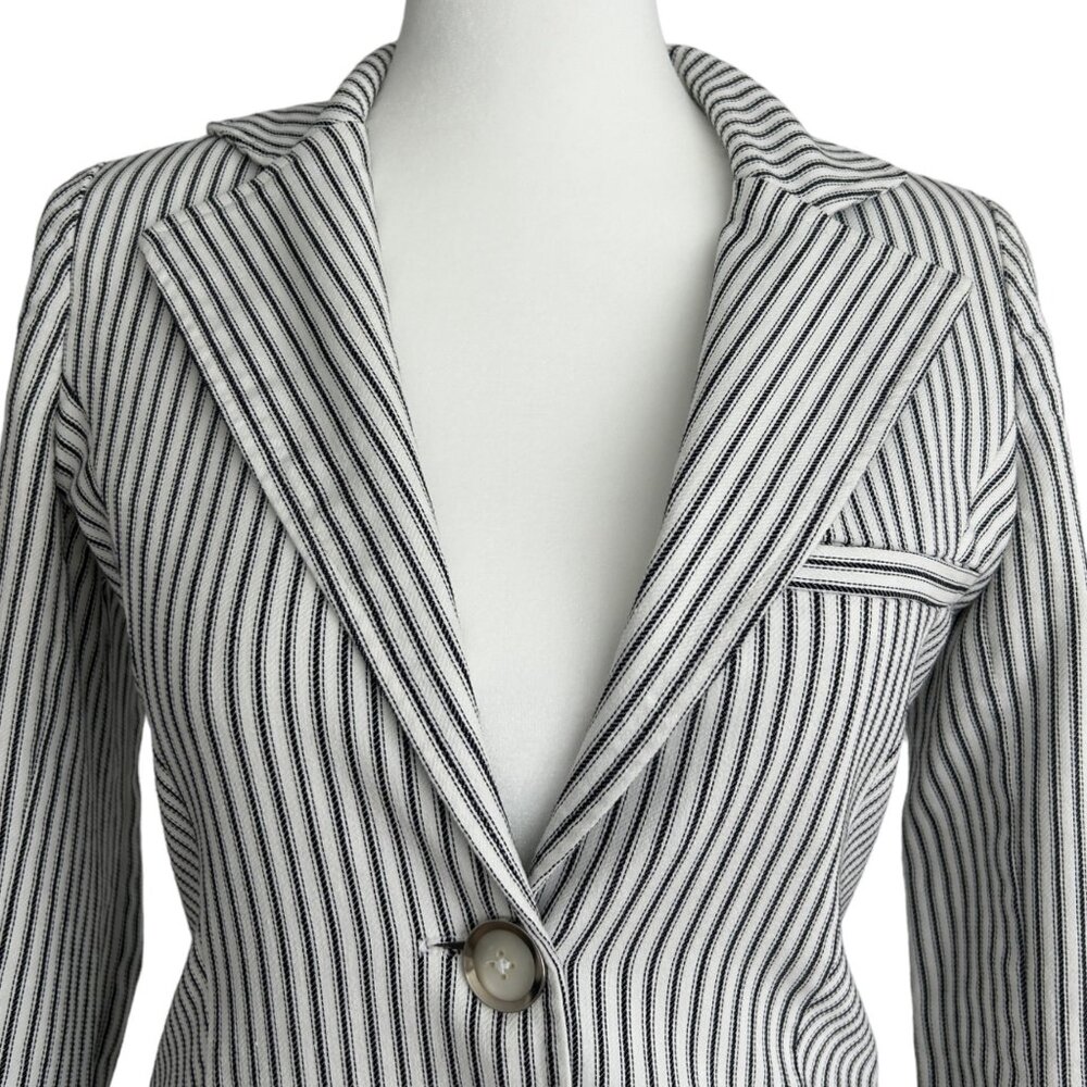 Rampage Y2K Preppy Long Sleeve Pinstripe Fitted Blazer Jacket (Small) - Picture 4 of 16